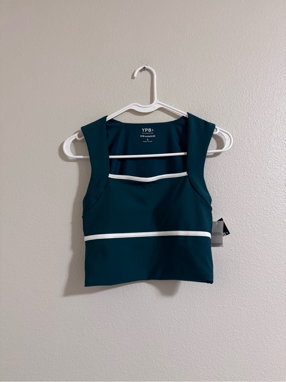 NWT YPB Teal Crop Top with White Stripe Detailing